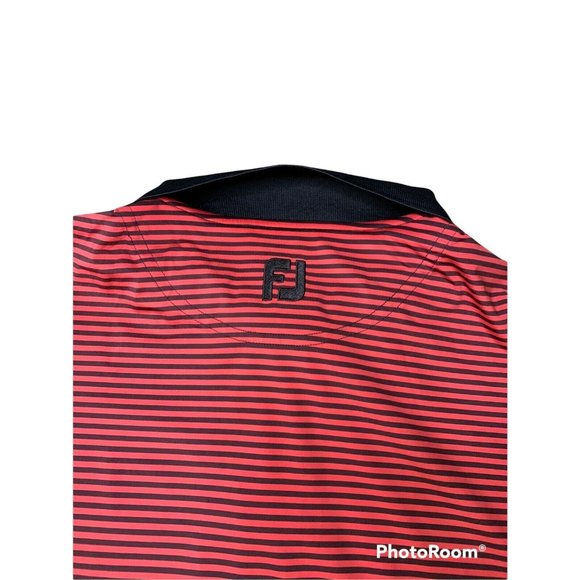 FootJoy ProDry Performance Stretch Striped Lisle Golf Polo Shirt L Red And Black - Picture 4 of 5